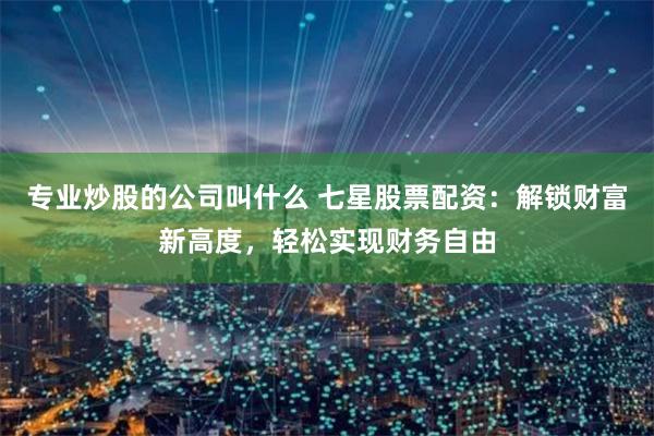 专业炒股的公司叫什么 七星股票配资：解锁财富新高度，轻松实现财务自由