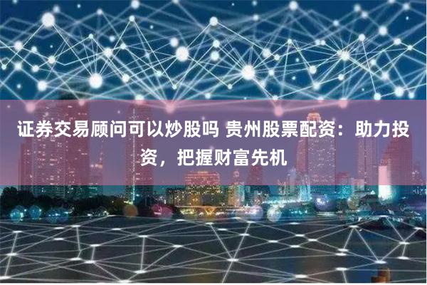 证券交易顾问可以炒股吗 贵州股票配资：助力投资，把握财富先机